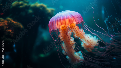 Majestic Jellyfish Gliding Through Ocean Depths © Miva
