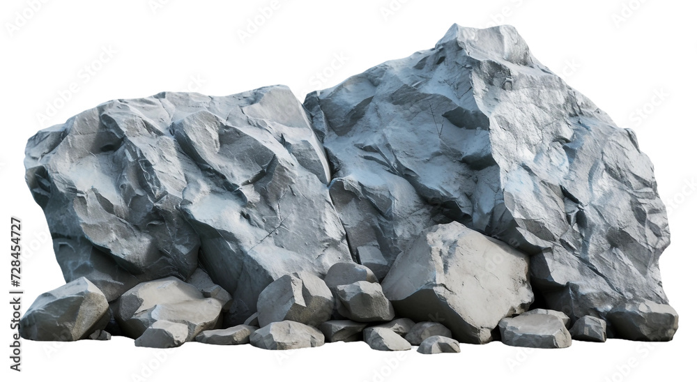 A mountain of rocks isolated on a white background