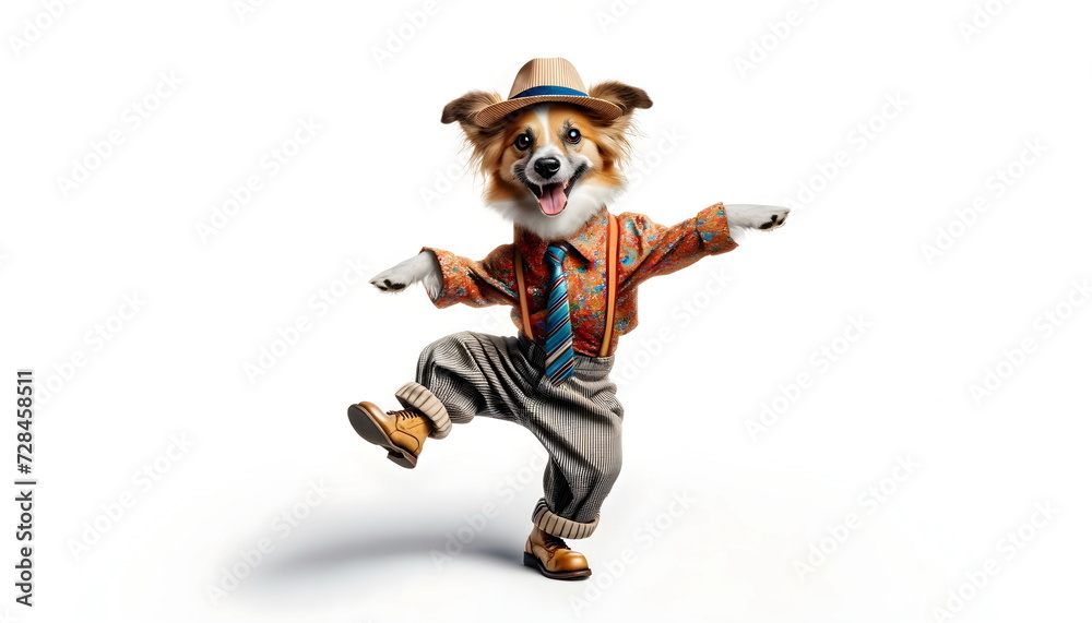 Fototapeta premium dog dance isolated on white background
