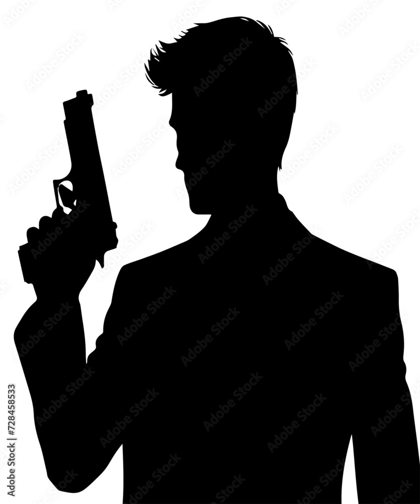  Man with gun silhouette PNG Design