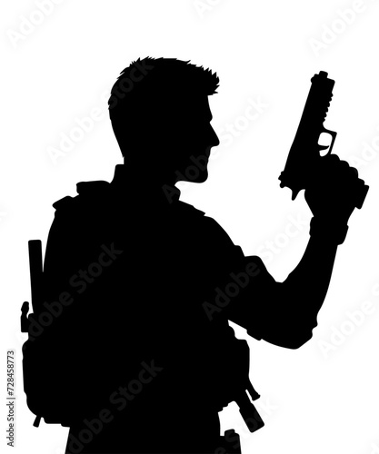  Man with gun silhouette PNG Design