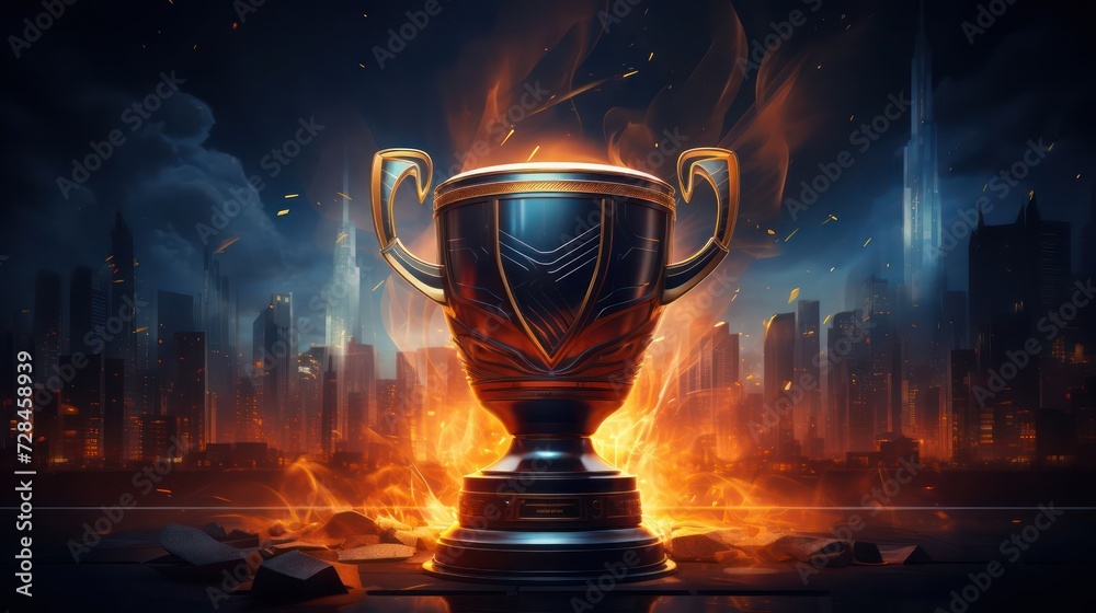 championship cup concept, featuring a dynamic composition of the trophy