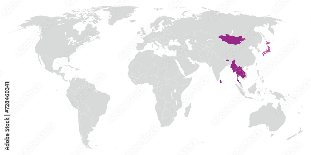 Fototapeta premium Buddhism distribution map of the world.