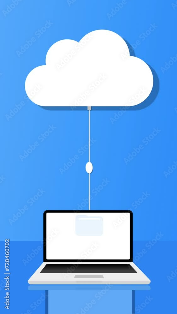 Un ordinateur portable envoie des données dans le cloud