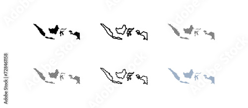 Continents planet icons set. Linear style
