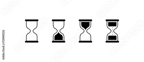 Hourglass icons set. Silhouette style. Vector icons