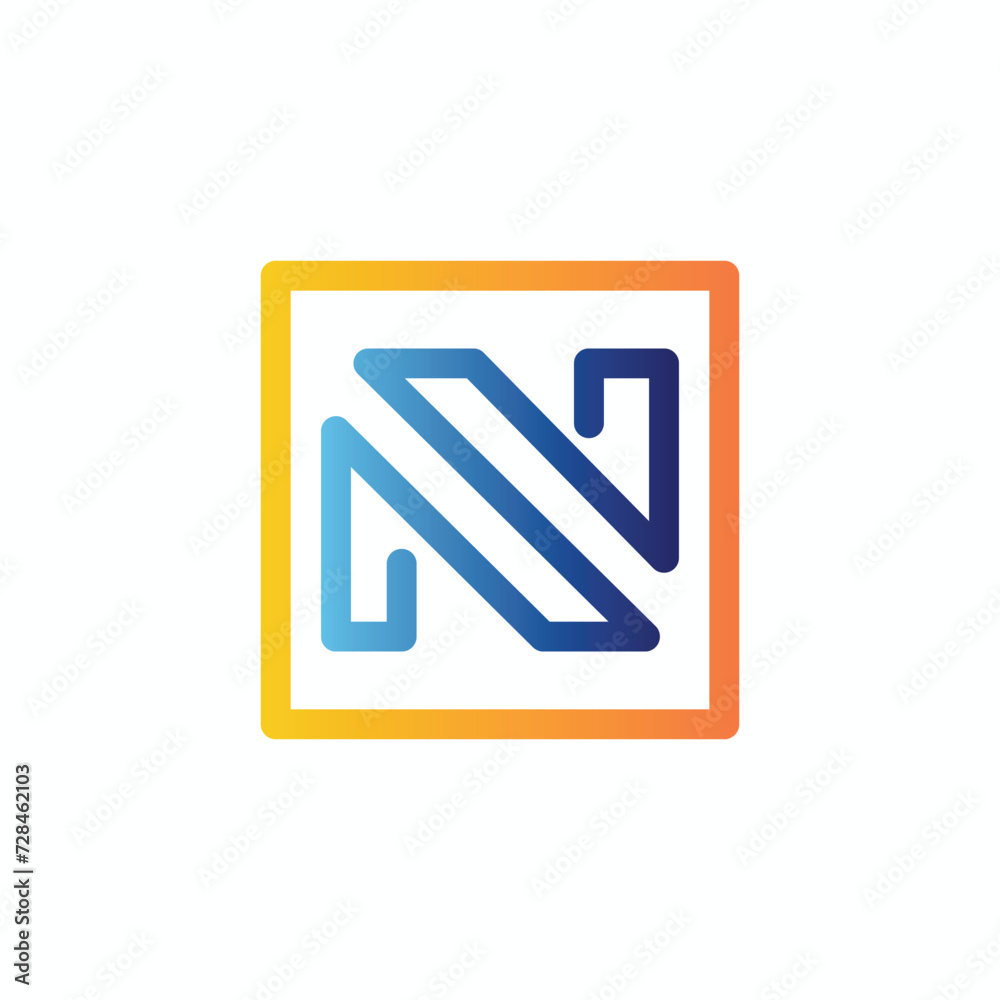Modern N letter abstract gradient color logo design concept isolated vector template illustration Modern N letter abstract gradient color logo design concept isolated vector template illustration