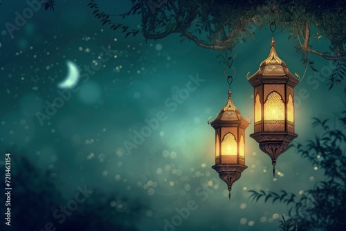 Ramadan Poster design, realistic, HD, copy space - generative ai © Nia™