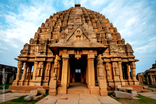 Ancient Vijayanagar ruins at Hampi, Karnataka, India, are home to the Virupaksha temple. travel to India and lockdown photo