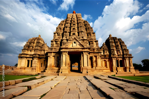 The Virupaksha temple is situated in Hampi, Karnataka, India, amid the remnants of the ancient city Vijayanagar. travel to India and lockdown