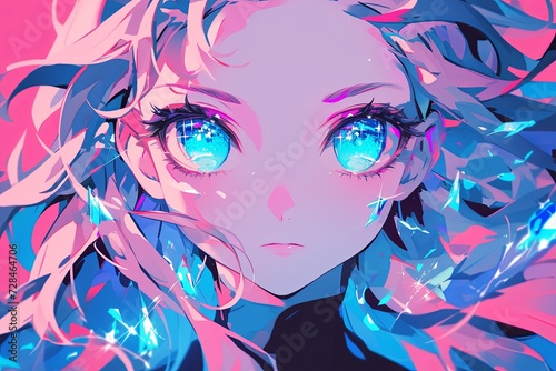 Blueeyed Anime Girl Character With Captivating And Vibrant Appearance photo