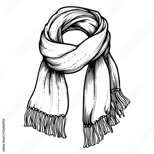 Scarf Silhouette Illustration, Autumn Clothes Vector Graphic Pictogram Symbol Clip Art