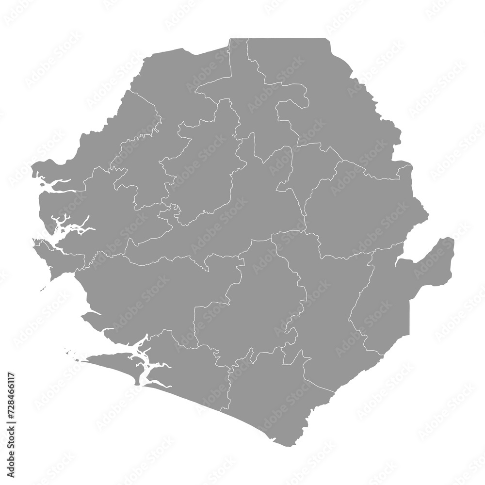 Sierra Leone map with administrative divisions. Vector illustration.