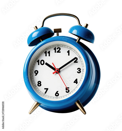 Blue alarm clock. Transparent PNG