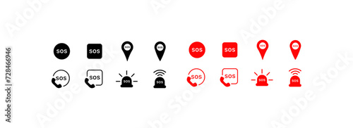 SOS icon collection. SOS icons. Silhouette and flat style. Vector icon