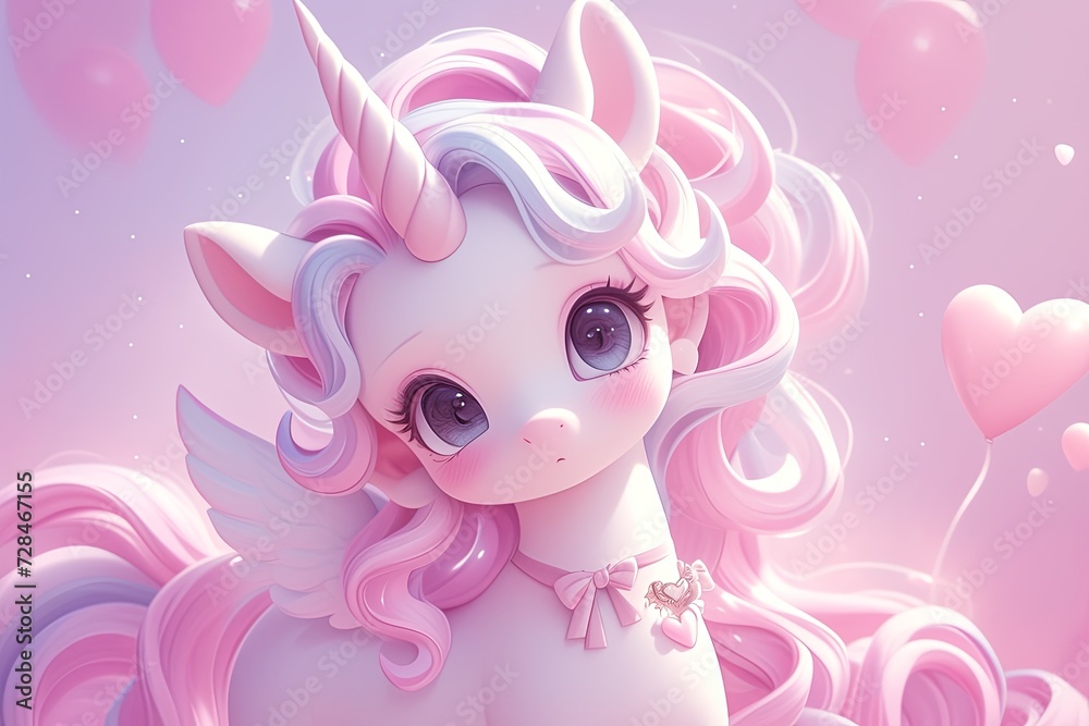Rendered Image Of An Adorable Unicorn With Kawaii Aesthetic In D Rendered Image Of An Adorable Unicorn With Kawaii Aesthetic In D