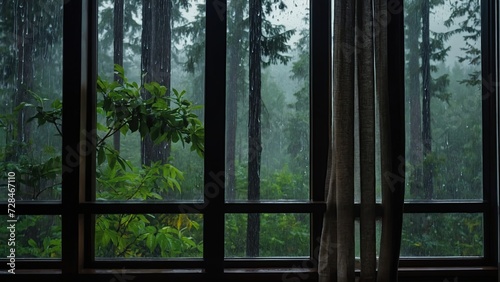 Realistic Photograph windows rain generative ai