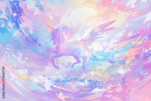 Vibrant Unicornthemed Background With Pastel Colors, Glitter, And Dreamy Ambiance photo