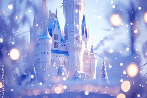 Winter Wonderland With Enchanting Castle, Creating Magical Fairytale Ambiance