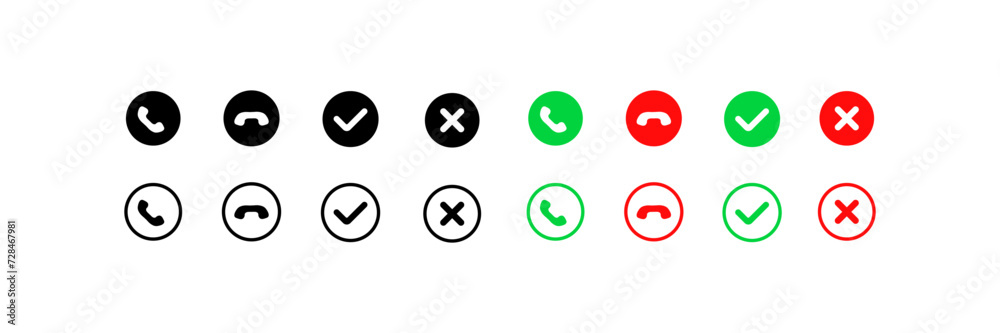 Handset icon set. Silhouette and flat style. Vector icon Handset icon set. Silhouette and flat style. Vector icon
