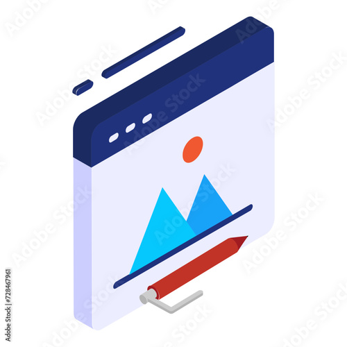 ai image editing toolbox isometric concept, raster photo editor vector flat design, Web design and Development symbol, user interface or graphic sign, website engineering  illustration