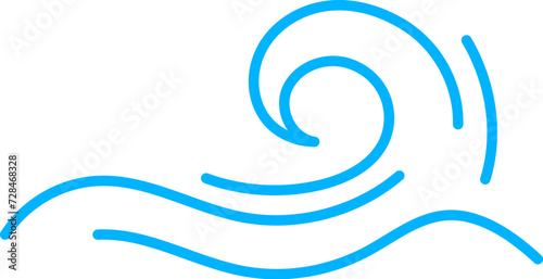 Sea wave line, ocean ripple surf or tide curly wave in vector line icon. Cartoon doodle line water wave of sea tide curl, marine tidal wave curve and ocean surf ripple flow for ornament or pattern
