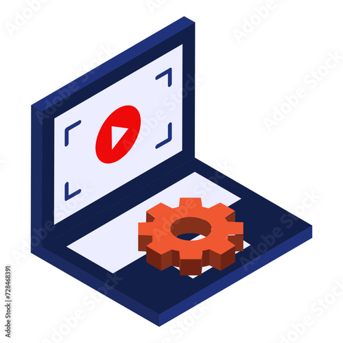 Streaming Live or Video Editing isometric concept, Motion Graphics vector flat design, Web design and Development symbol, user interface or graphic sign, website engineering illustration
