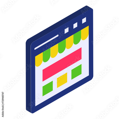 eshop layout designing isometric concept, eCommerce landing page creation vector flat design, Web design and Development symbol, user interface or graphic sign, website engineering  illustration