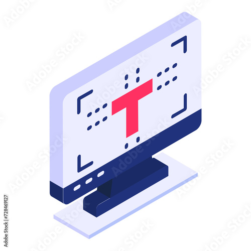 typography designing tool isometric concept, Text Logo Maker vector flat design, Web design and Development symbol, user interface or graphic sign, website engineering  illustration