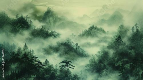 Green Chinese style landscape © Little