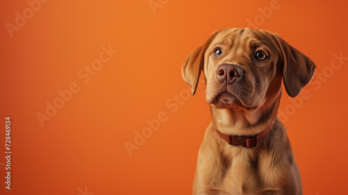 Wallpaper Mural Close-up portrait of a dog on an orange background Torontodigital.ca