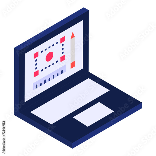 Online Artwork Designing Tool isometric concept, Paint Image Editor vector flat design, Web design and Development symbol, user interface or graphic sign, website engineering  illustration