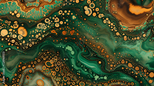 Abstract background with streaks and green drops