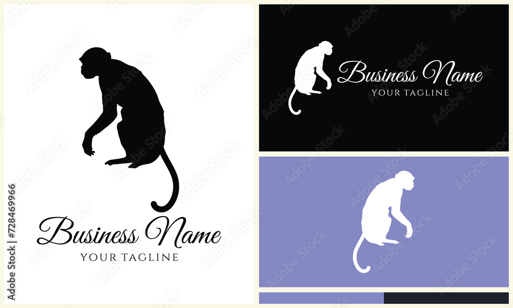 silhouette monkey vector logo template