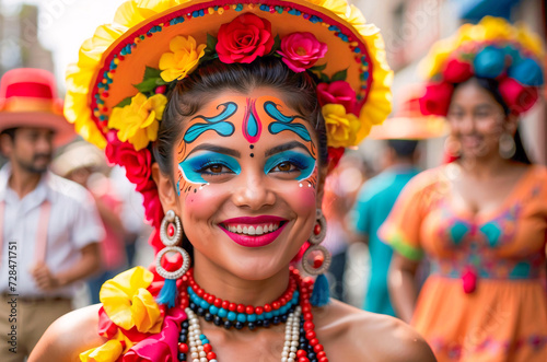 Vibrant Cinco De Mayo Celebration: A Colorful Portrait Capturing the Essence of Tradition, Culture, and Festive Spirit Amidst Music, Dance, and Joyous Communal Harmony