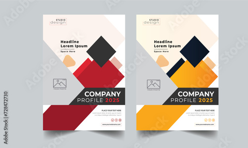 Modern company profile cover , Business company profile template design with 2 color style layout template