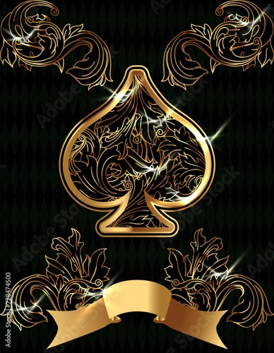 Spades ace poker playing cards, vector illustration