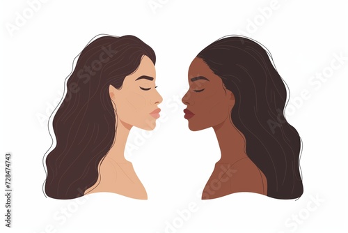 Beauty in Diversity: Side Profile Illustration of Women of Different Ethnicities