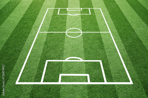  Soccer field painted on green grass background.