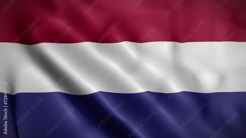 Netherlands waving flag, Flag of Netherlands Animation, Dutch Flag Closeup, 4k Dutch Flag Waving Animation