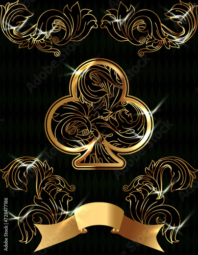 Clubs ace poker playing cards, vector illustration