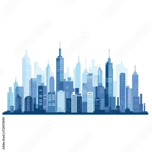 City Skyline Flat Vector Isolated on White