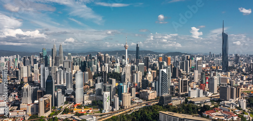 Panorama of Kuala Lumpur on a sunny day. Aerial view
