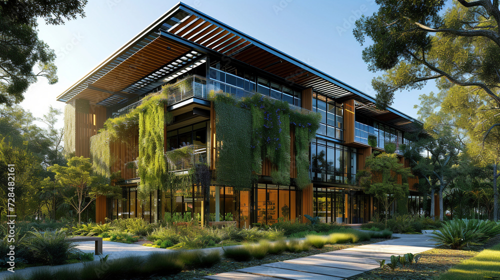 Elegant modern house with spacious, brightly lit rooms surrounded by lush greenery at dusk. Elegant modern house with spacious, brightly lit rooms surrounded by lush greenery at dusk.