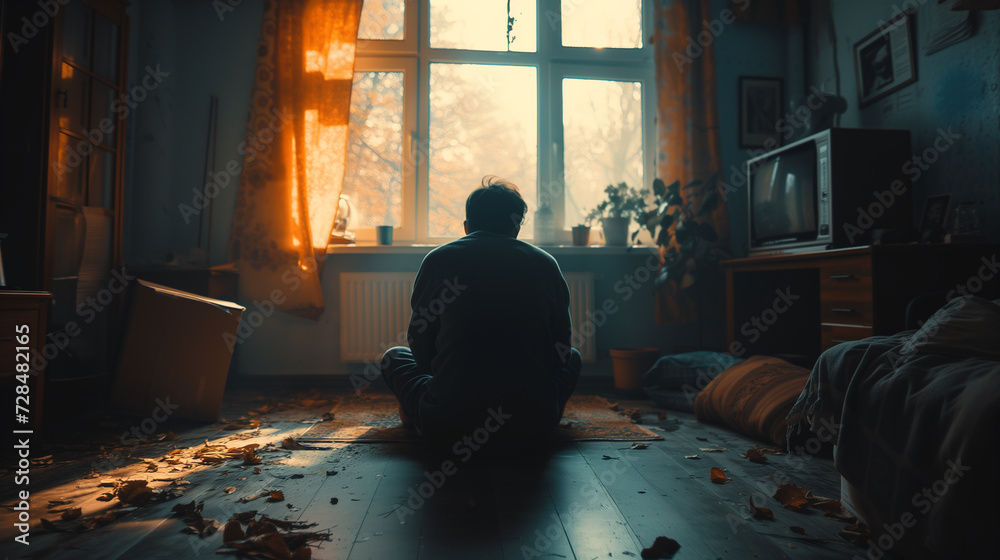 a depression person in a room a depression person in a room