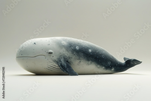 Minimalistic blue whale figure on a plain background. Generative AI image photo