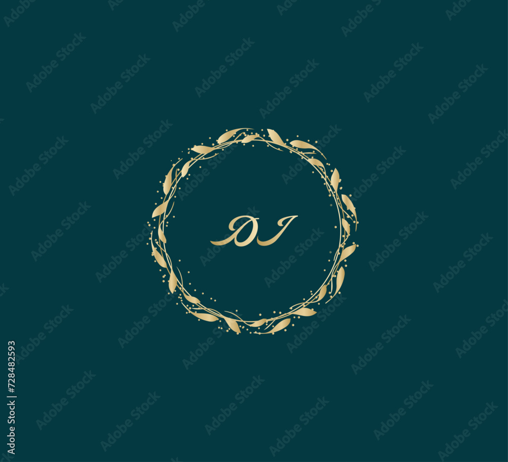 Handwritten golden DJ getters logo with a minimalist design. letter DJ logo manual elegant minimalist signature logotype. DJ letter consist of intertwined elements into circle. Handwritten golden DJ getters logo with a minimalist design. letter DJ logo manual elegant minimalist signature logotype. DJ letter consist of intertwined elements into circle.