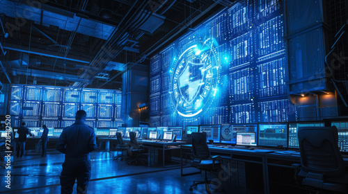 Dive into advanced cybersecurity through a detailed scene featuring digital encryption and binary code, highlighting the essence of secure network operations and technology innovation. photo