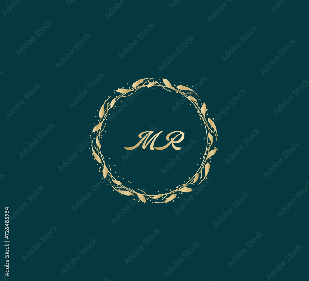 Handwritten golden MR getters logo with a minimalist design. letter MR logo manual elegant minimalist signature logotype. MR letter consist of intertwined elements into circle. Handwritten golden MR getters logo with a minimalist design. letter MR logo manual elegant minimalist signature logotype. MR letter consist of intertwined elements into circle.