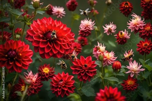 red dahlia flowers